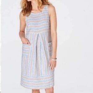 J. Jill Linen Striped Sleeveless Shift Dress
